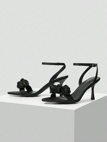 MOTF PREMIUM WOMEN'S POINTED TOE FLORAL HIGH HEEL SANDALS