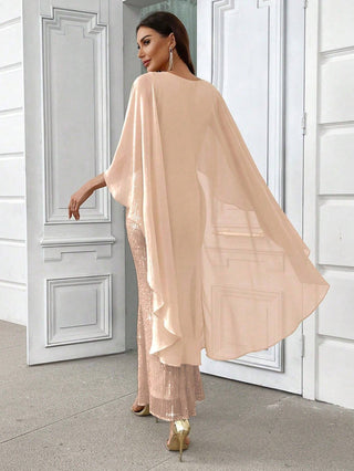 Sequin Panel Mermaid Hem Color Block Dress