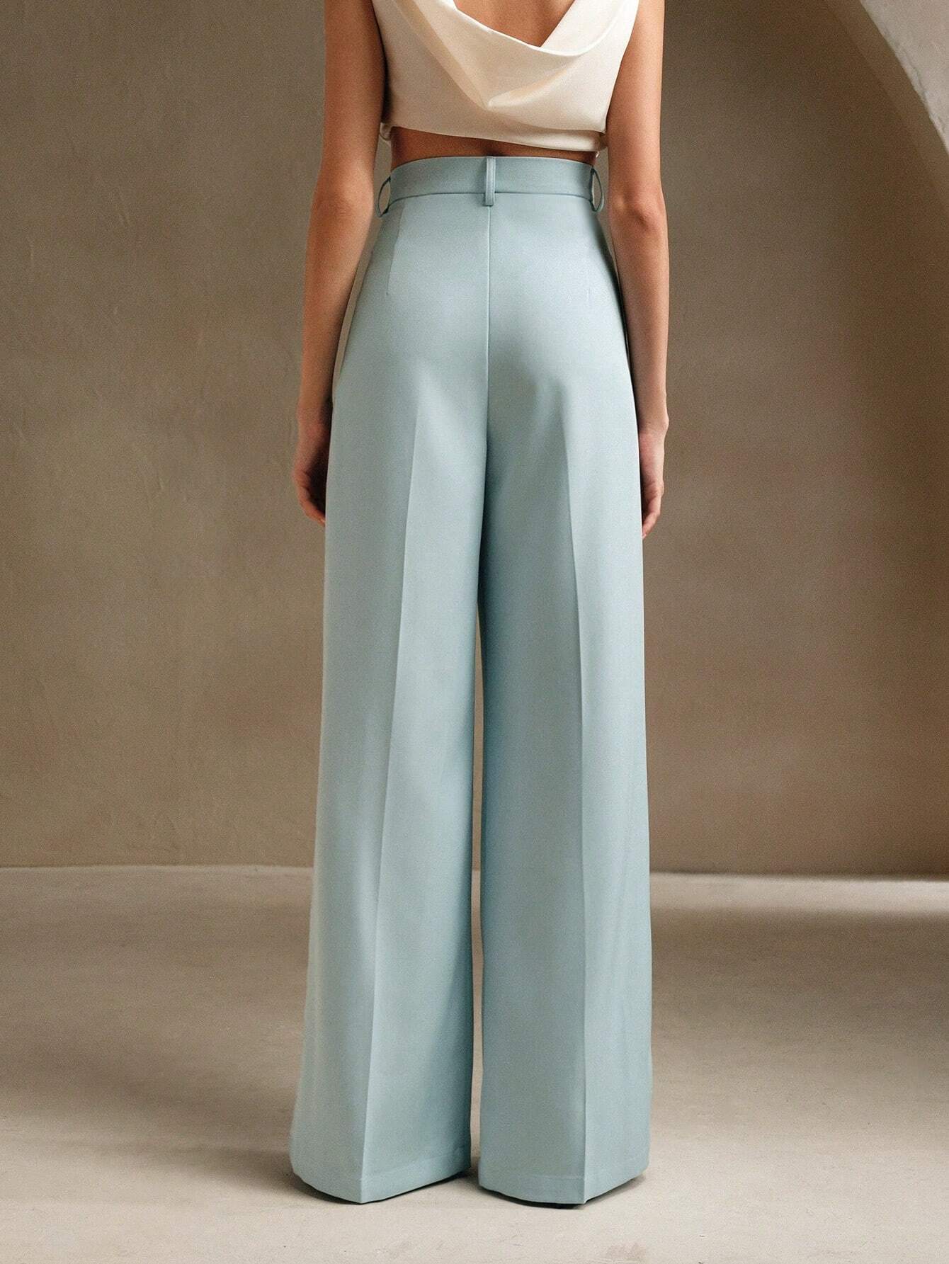 Anewsta Mélange High Waisted Wide Leg Suit Trousers