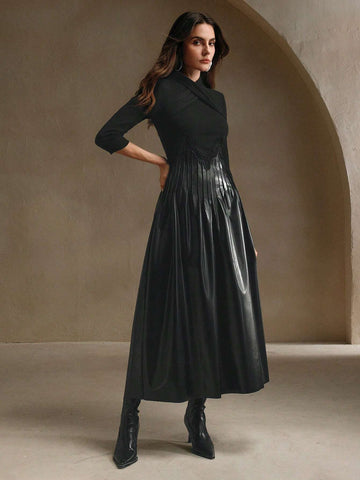 Anewsta Ladies' Summer Solid Color A-Line V-Neck Midi Elegant Dress topshopscrew Anewsta Ladies' Summer Solid Color A-Line V-Neck Midi Elegant Dress topshopscrew