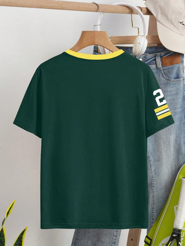 Casual Letter & Number Print T-Shirt Graphic Tees
