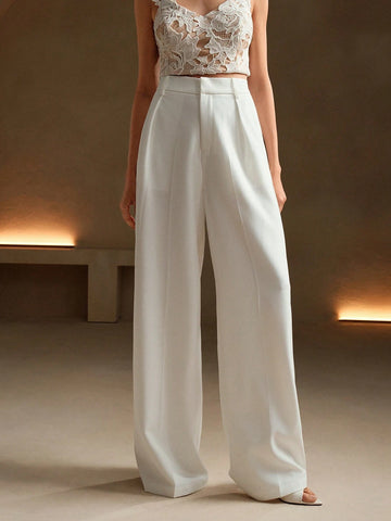 Anewsta Mélange High Waisted Wide Leg Suit Trousers