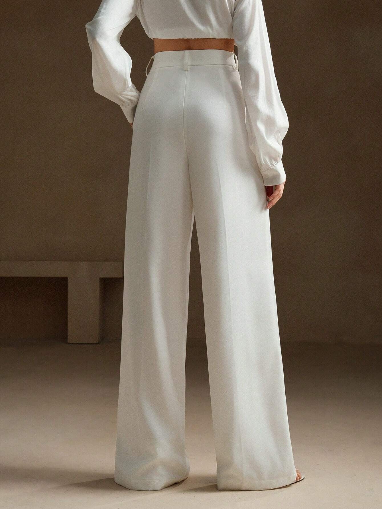 Anewsta Mélange High Waisted Wide Leg Suit Trousers