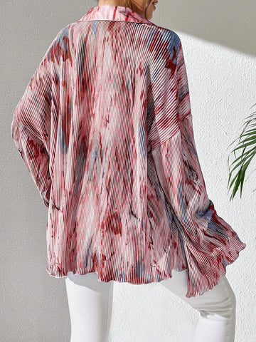 Commute Random Floral Print Flare Sleeve Shirt