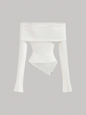 MOD Women's Off-Shoulder Bowknot Long Sleeve T-Shirt Top