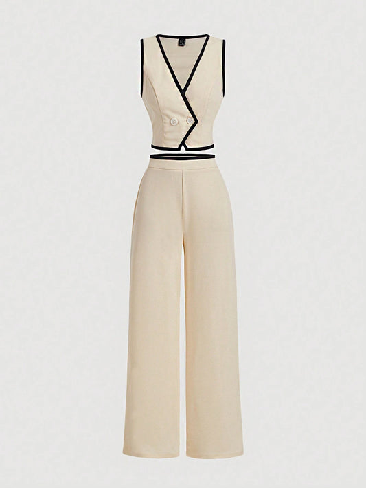 MOD Vintage Color Block Trim Women's Suit Set