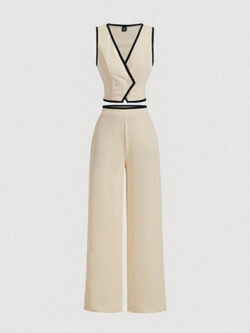 MOD Vintage Color Block Trim Women's Suit Set