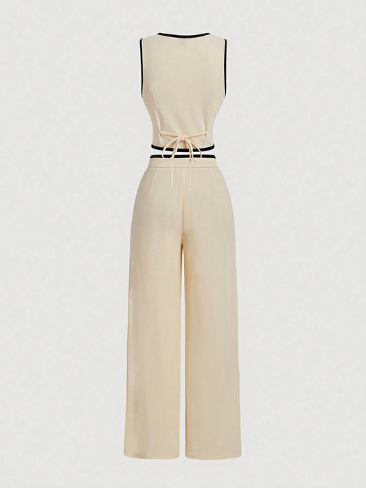 MOD Vintage Color Block Trim Women's Suit Set