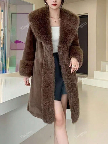 Women Solid Fuzzy Long Sleeve Coat