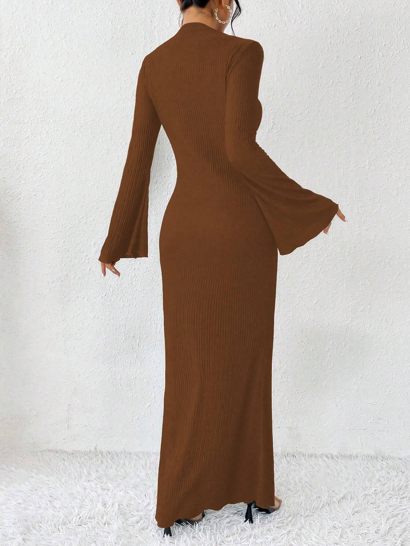 Raffinéa Solid Color Trumpet Sleeve Mermaid Dress