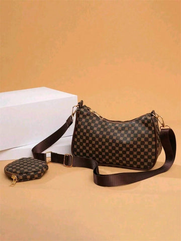 Geometric Print Hobo Bag Zipper With Coin Purse