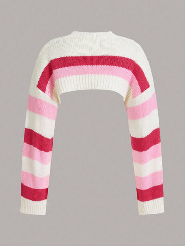 ICON Striped Pattern Micro Crop Sweater