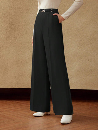 MOTF PREMIUM WIDE BELT DETAIL SUIT PANTS