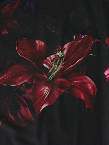 MOD Red Floral Print Mesh Slip Dress