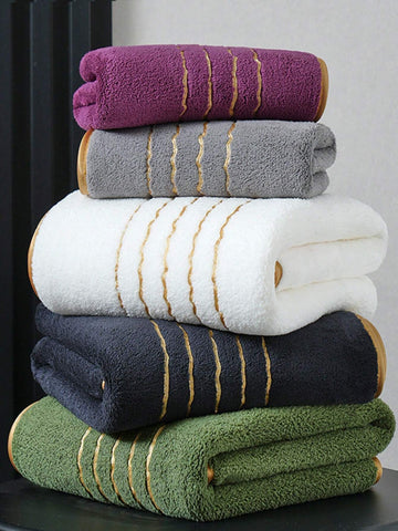 1pc Bath Towel, Multiple Colors, 70*140cm Polyester Fiber Or 34*75cm Small Hand Towel