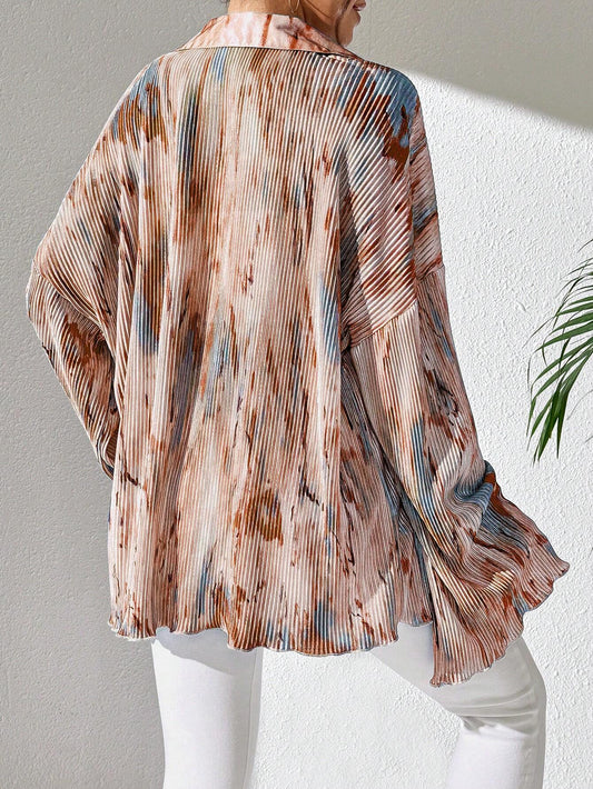 Commute Random Floral Print Flare Sleeve Shirt