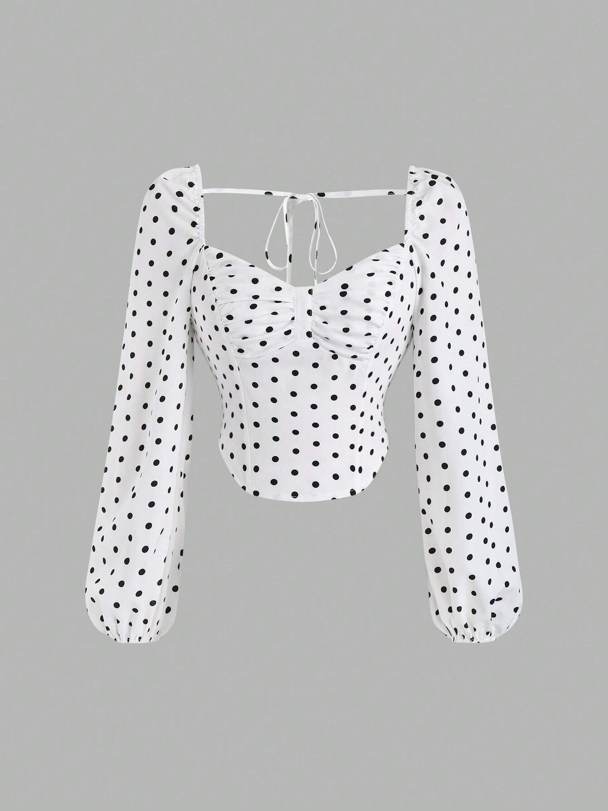 MOD Polka Dot Vintage Palace Style Square Collar Long Sleeve Shirt