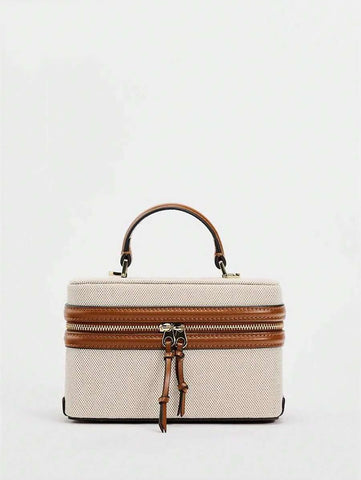 Fashionable Hard-Sided Blue Square Handbag, With Dual Shoulder Straps