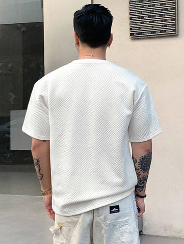 Stylish Solid Color Printed Label Adhesive Summer Short Sleeve T-Shirt