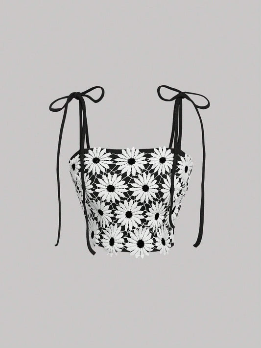 MOD Ladies Daisy Floral Guipure Lace Cami Top