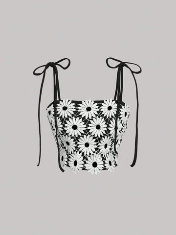MOD Ladies Daisy Floral Guipure Lace Cami Top