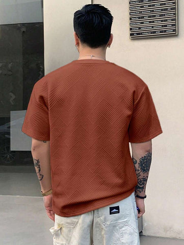 Stylish Solid Color Printed Label Adhesive Summer Short Sleeve T-Shirt