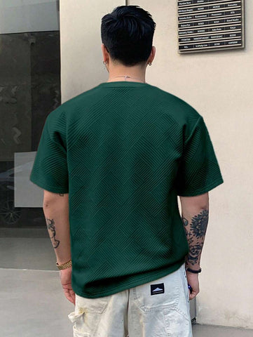 Stylish Solid Color Printed Label Adhesive Summer Short Sleeve T-Shirt