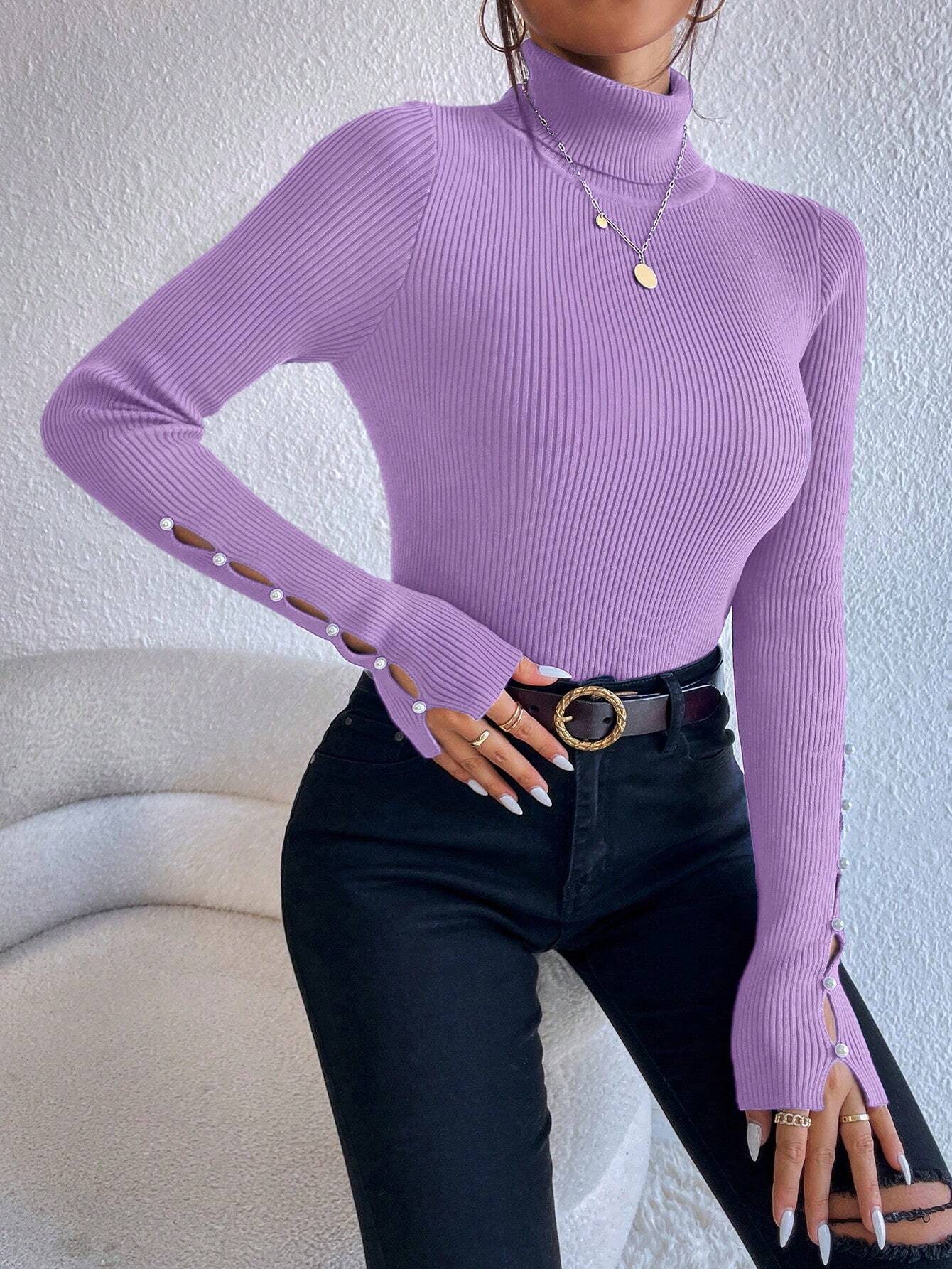 Privé Turtleneck Button Detail Sweater