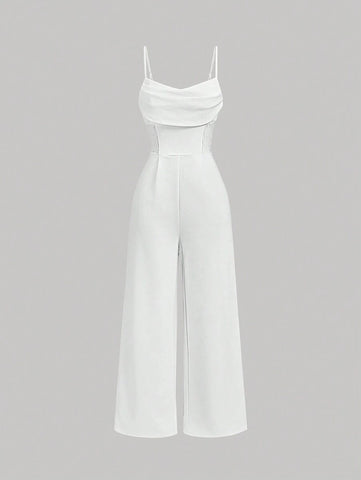 Retro Lace Hollow Out , Wide Leg Jumpsuit