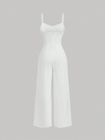 Retro Lace Hollow Out , Wide Leg Jumpsuit
