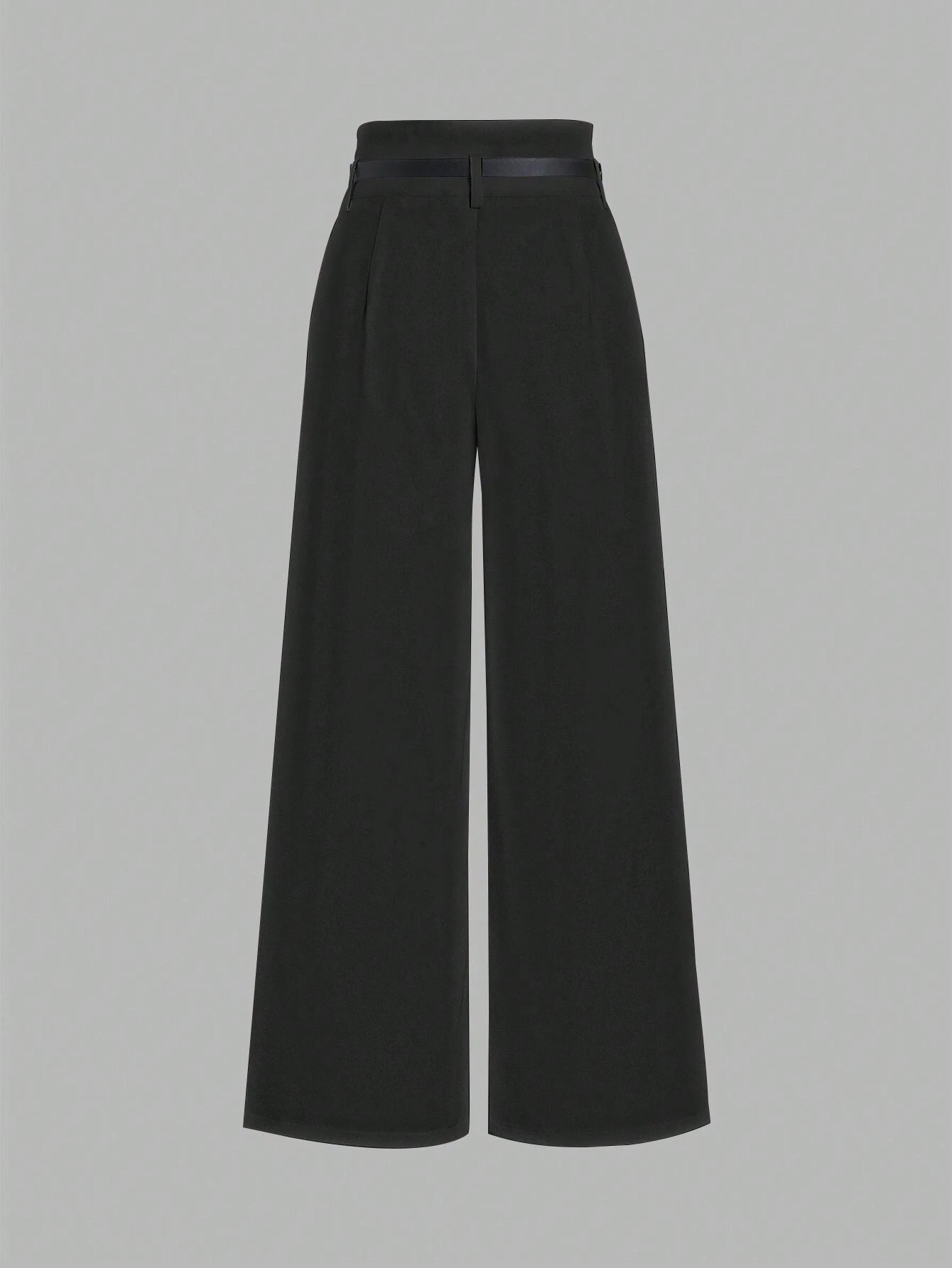 MOD Waist Belted Solid Color Wide-Leg Suit Pants