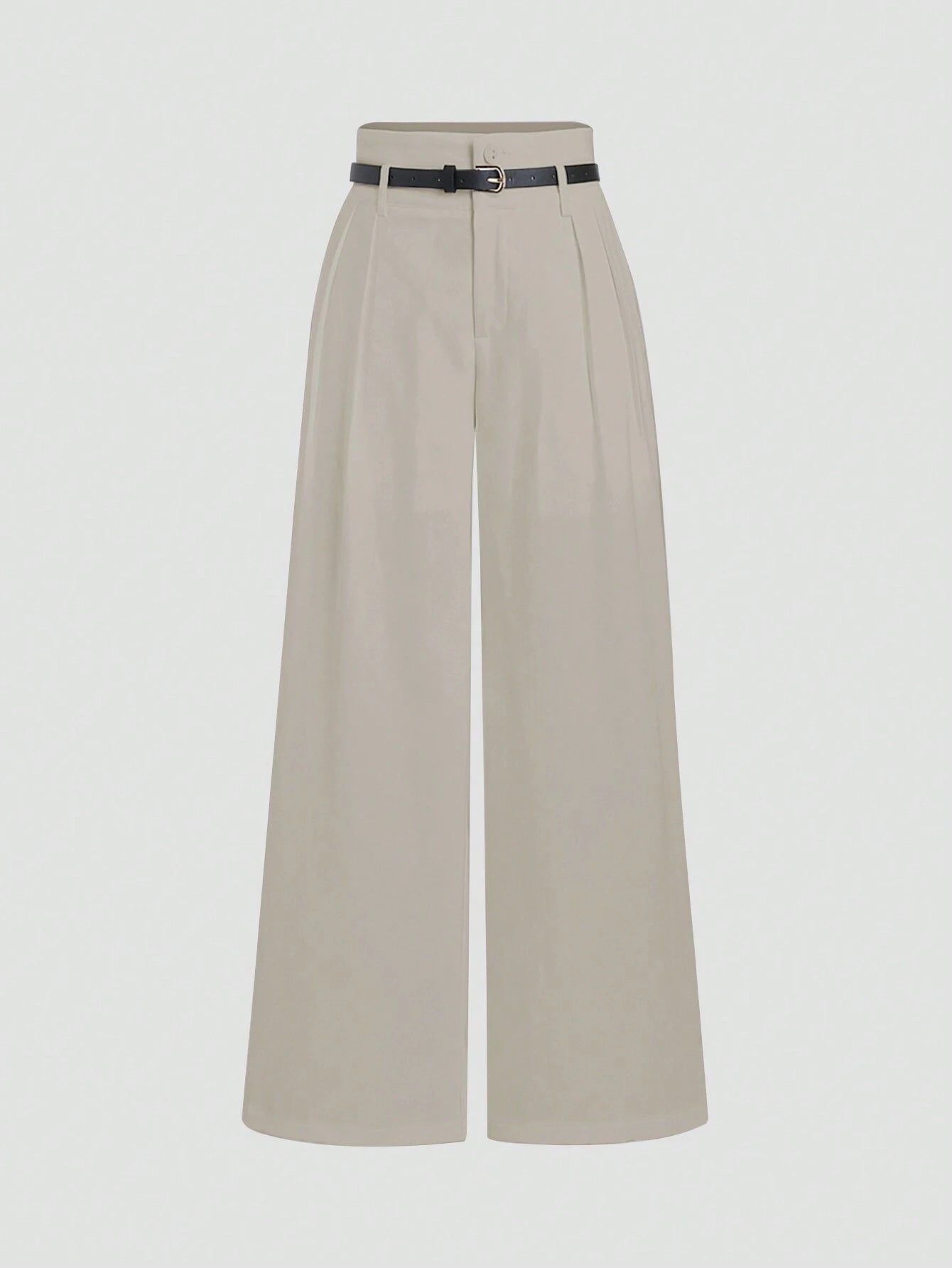 MOD Waist Belted Solid Color Wide-Leg Suit Pants