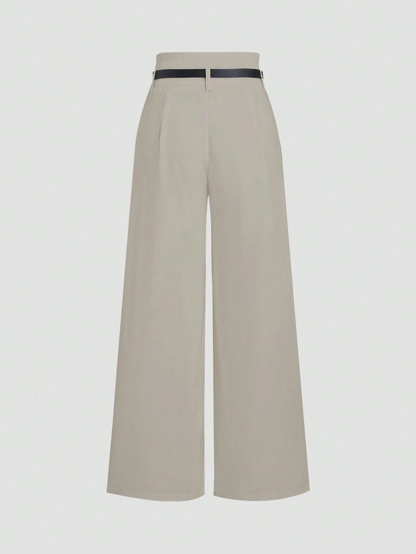 MOD Waist Belted Solid Color Wide-Leg Suit Pants