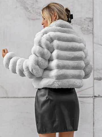 Firerie Going Out Solid Open Front Crop Fuzzy Coat