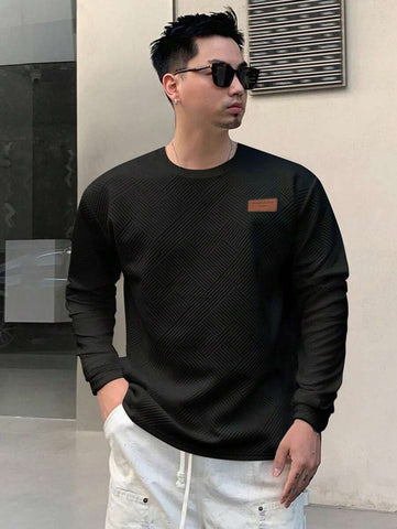 Stylish Solid Color Printed Label Adhesive Summer Short Sleeve T-Shirt
