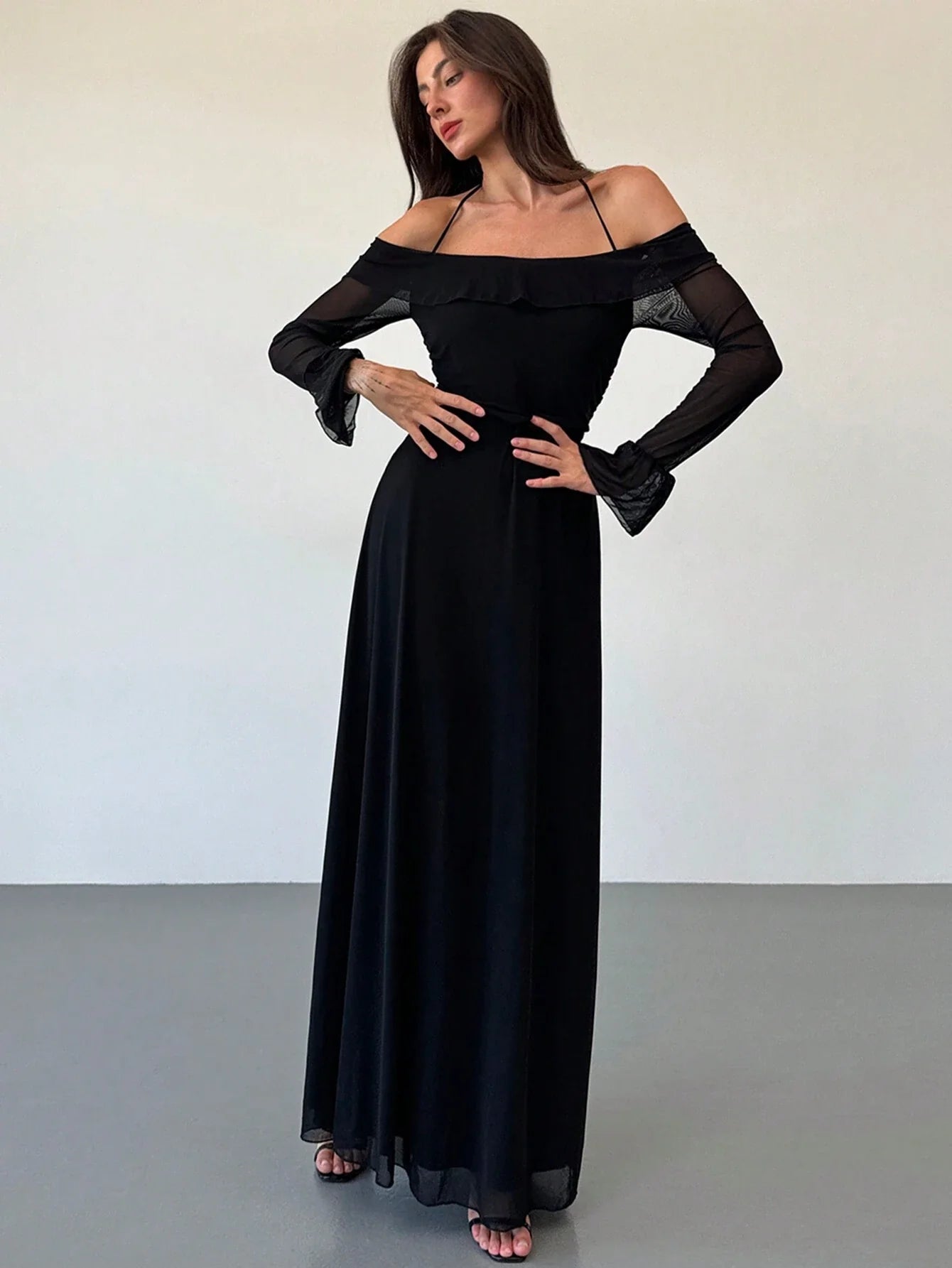 Aloruh Long Sleeve Mesh Dress