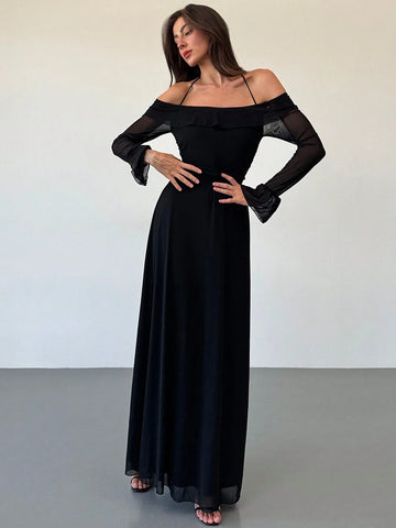 Aloruh Long Sleeve Mesh Dress
