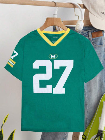 Casual Letter & Number Print T-Shirt Graphic Tees