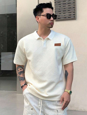 Stylish Solid Color Printed Label Adhesive Summer Short Sleeve T-Shirt