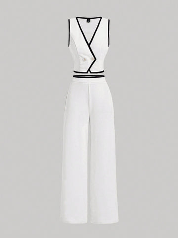 MOD Vintage Color Block Trim Women's Suit Set