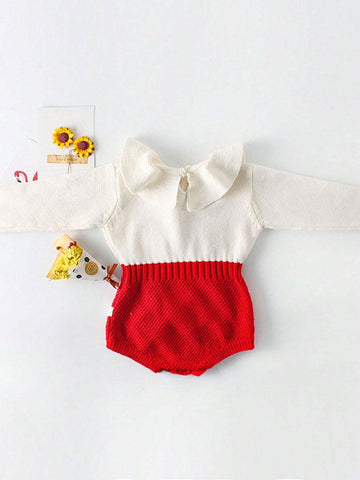 Baby Girl Ruffle Trim Keyhole Back Knit Bodysuit