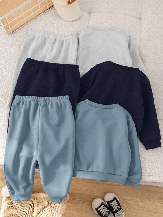 6pcs/Set Baby Boys/Girls Casual Letter Print Long Sleeve Sweatshirt And Elastic Waist Pants Set