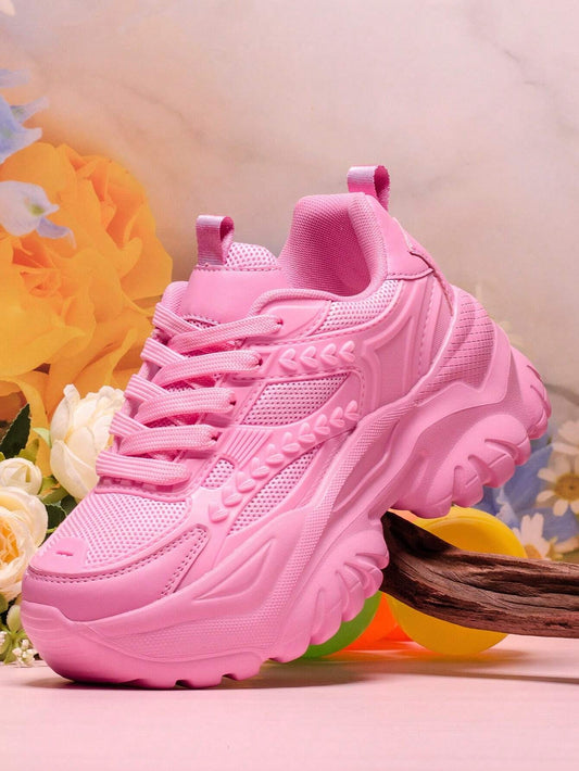 Women's Fashionable Pink Princess Style Wedge Sneakers