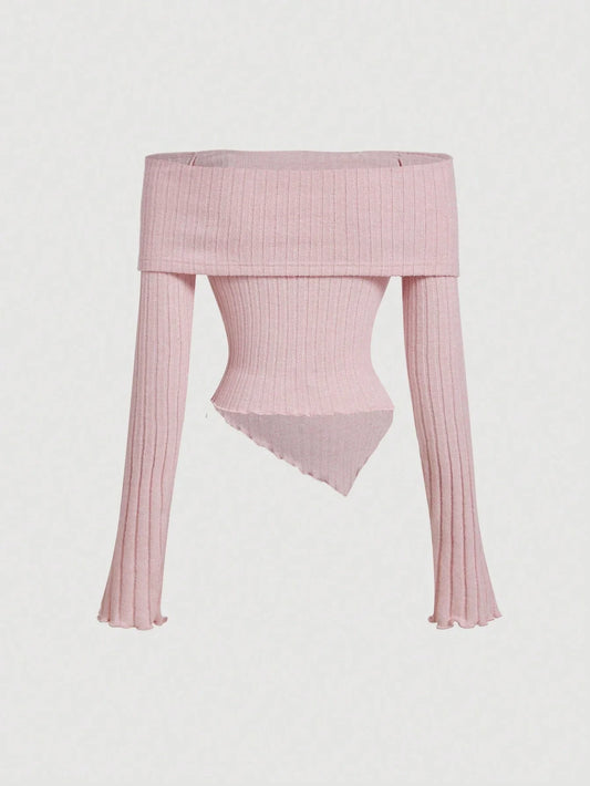 MOD Women's Off-Shoulder Bowknot Long Sleeve T-Shirt Top