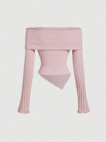 MOD Women's Off-Shoulder Bowknot Long Sleeve T-Shirt Top