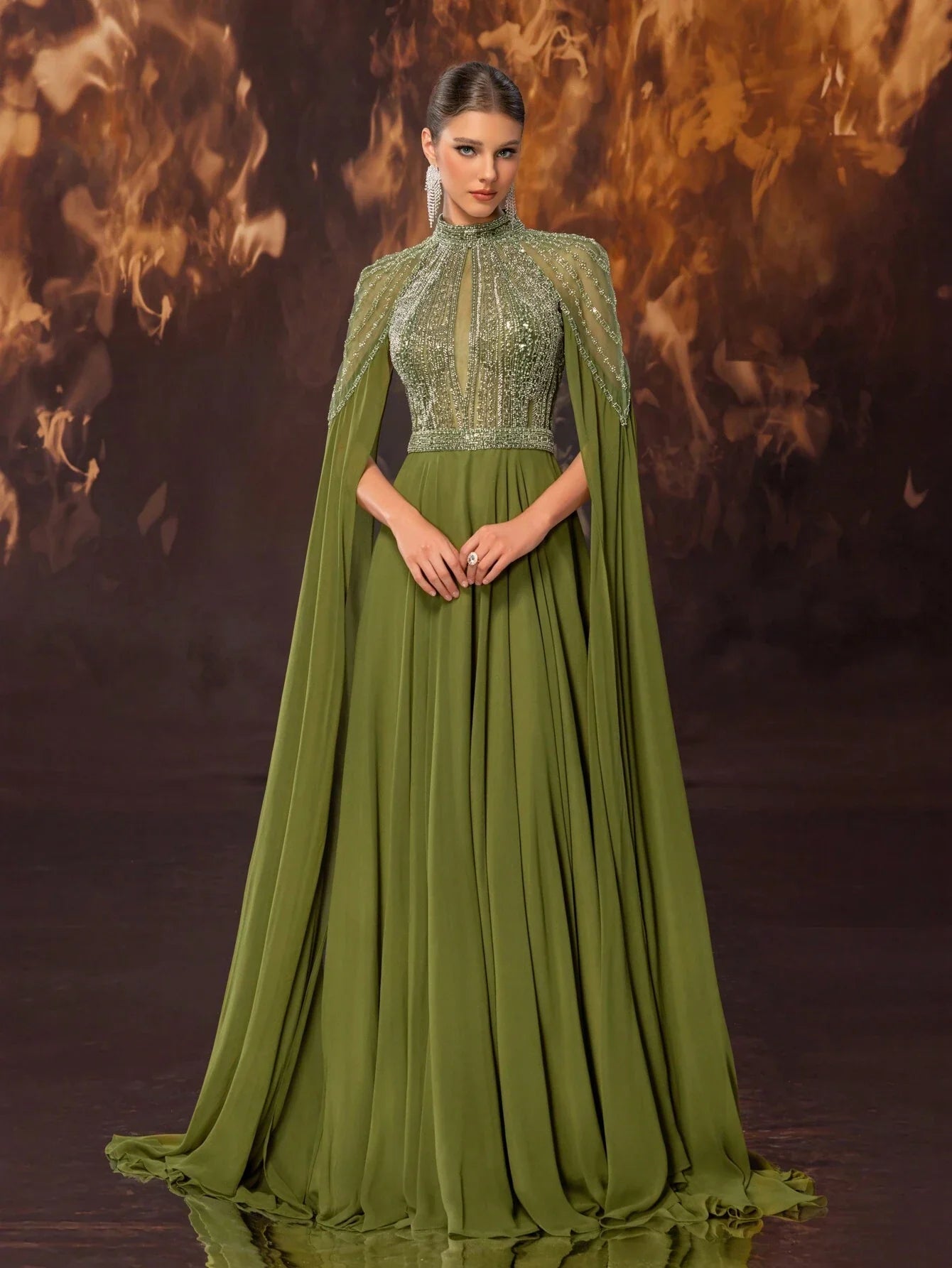Giffniseti Women's Formal Banquet Evening Dress With High Neck