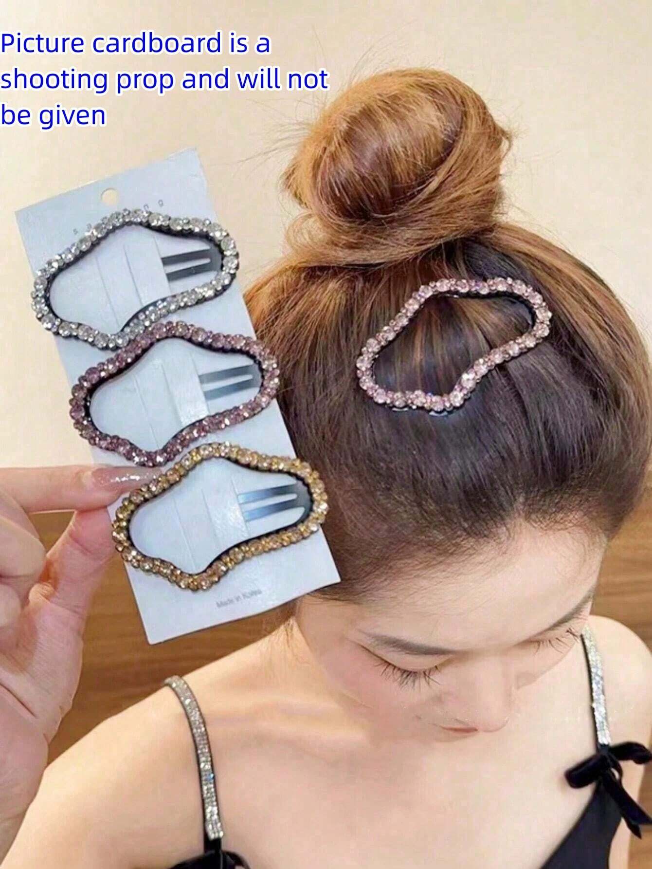 4pcs/Set Women's Multicolor Crystal Asymmetrical Shaped Hair Clips