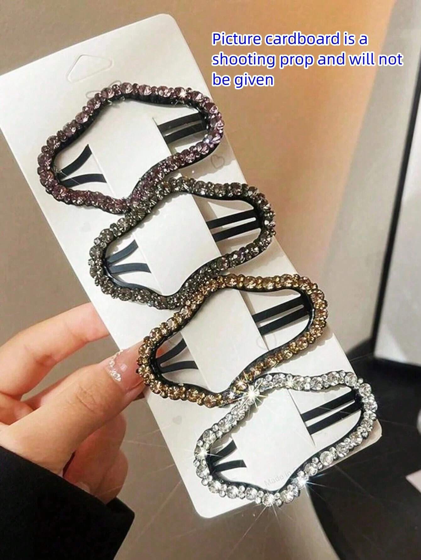 4pcs/Set Women's Multicolor Crystal Asymmetrical Shaped Hair Clips