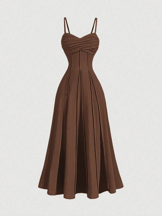 MOD Elegant Front Twist Patchwork Design Sleeveless Maxi Dress