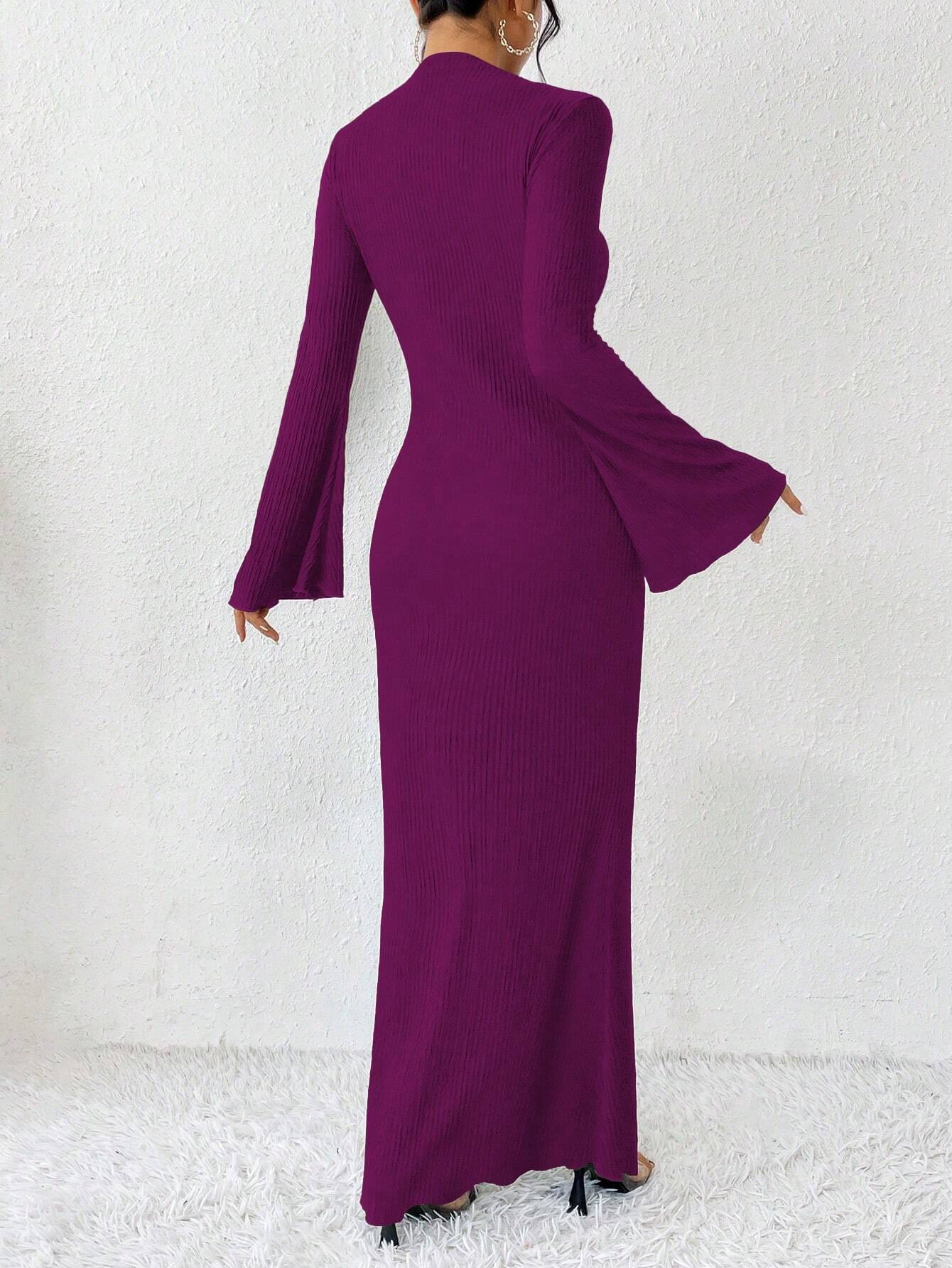 Raffinéa Solid Color Trumpet Sleeve Mermaid Dress